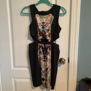 C. Luce Graphic & Black Cut-Out Dress